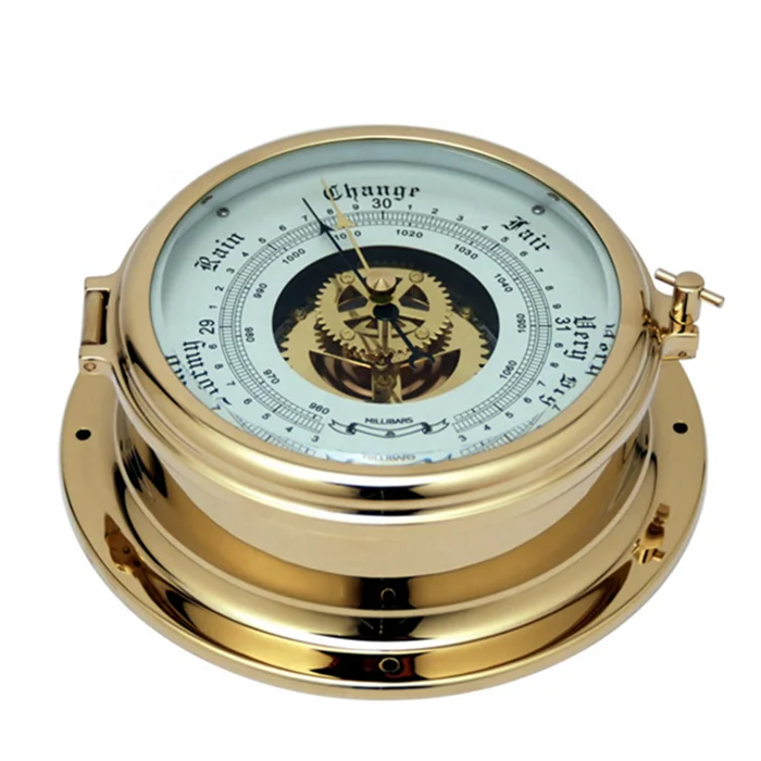 Digital Brass Aneroid Barometer Pressure Gauge Clock Manufacturers For Marine Fishing Ship Vessel Boat Yacht Nautical Fishing