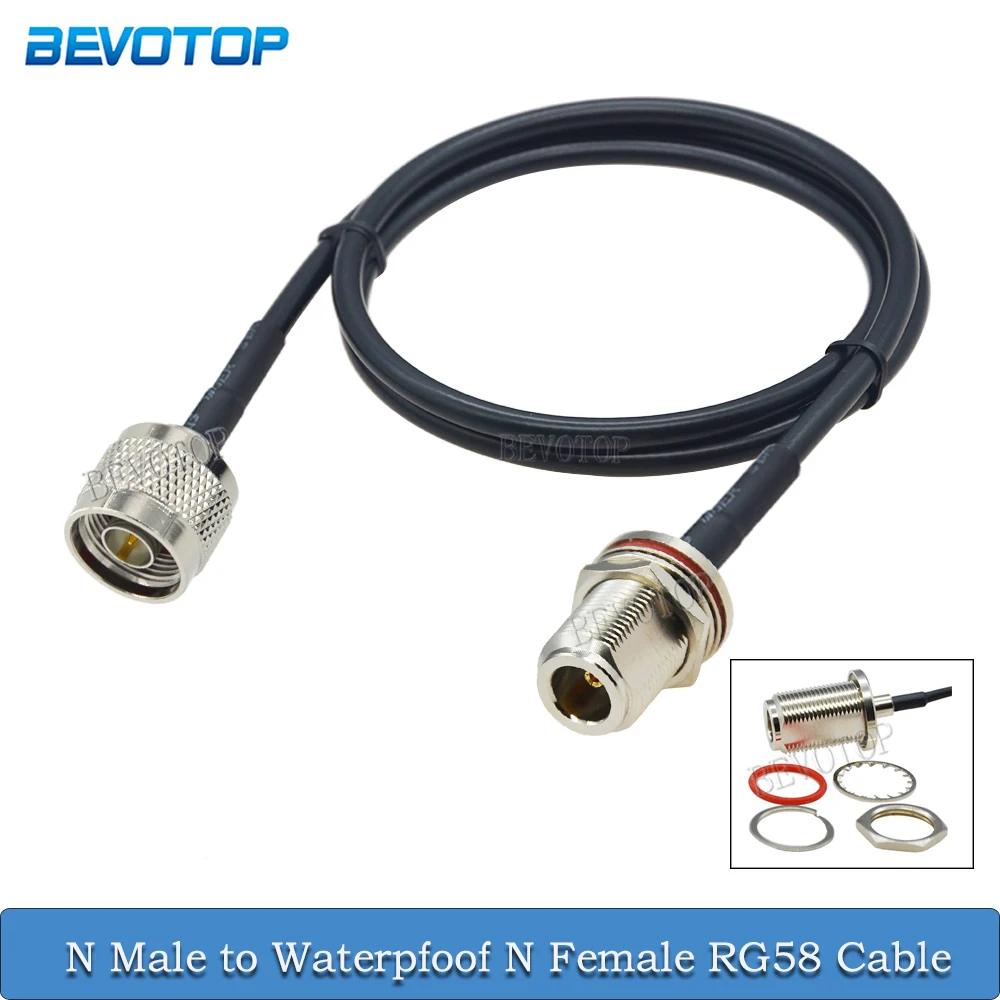 

RG58 L16 N Male Plug to Waterpfoof N Female Connector RG-58 50 Ohm RF Coaxial Jumper Pigtail Cable For Radio Antenna 10CM-30M