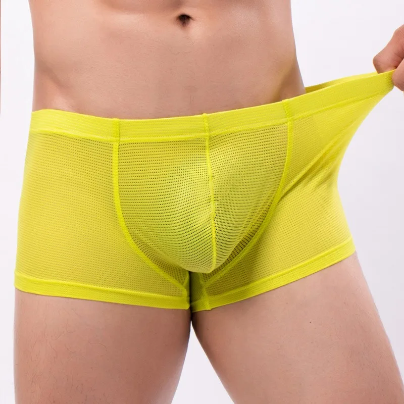 Men's underwear fine mesh comfortable low waisted breathable boxer shorts
