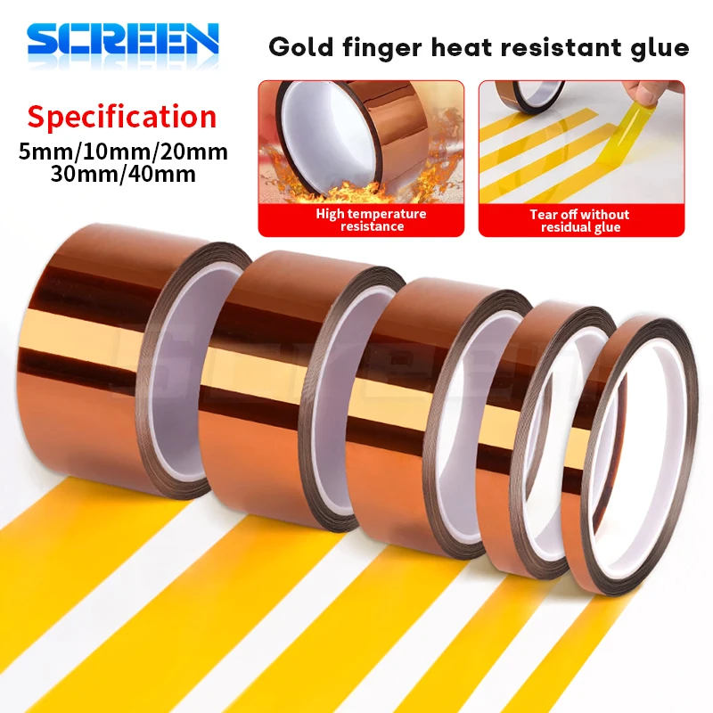 Kapton 33M Tape Gold High-Temperature Heat Resistant Adhesive Tape Polyimide 10-50MM Width No Residue for Masking Soldering Etc