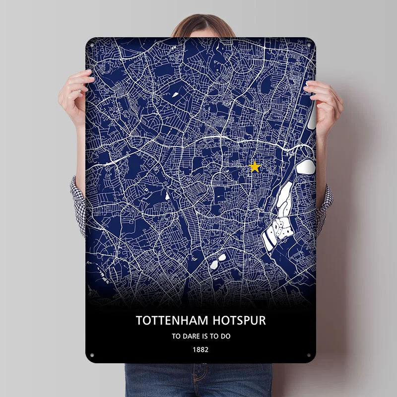 Placa de Metal Vintage Tottenham Hotspur: Arte de Parede Personalizada em Estanho para Decoração Moderna de Casa e Jardim