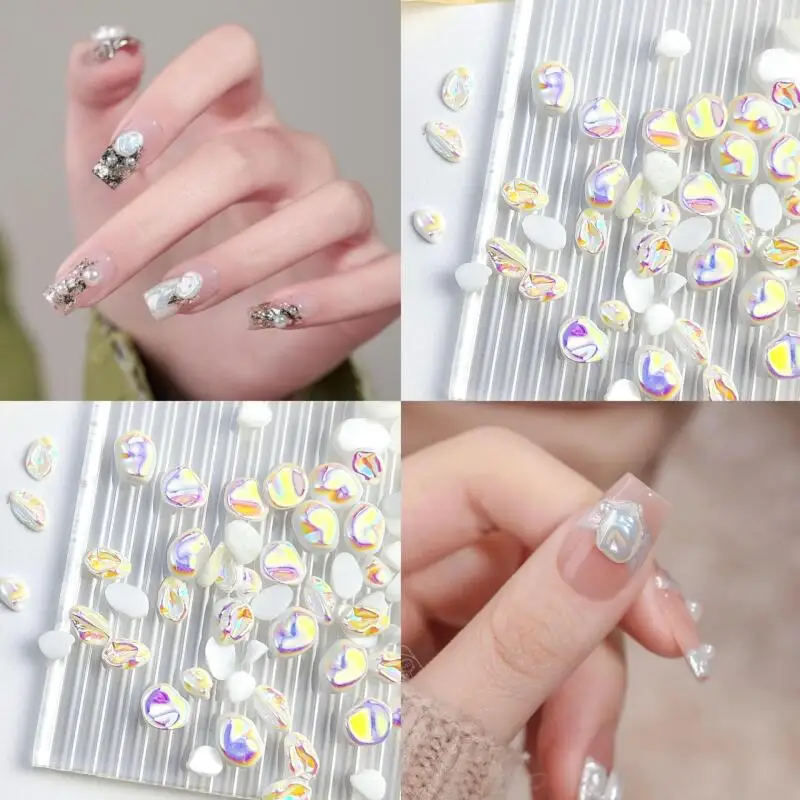 50pcs Irregular Simulatied Pearl Nail Charns White Baroque Pearl Nail Art Decoration Accessories Jewelry Manicure DIY Crafts