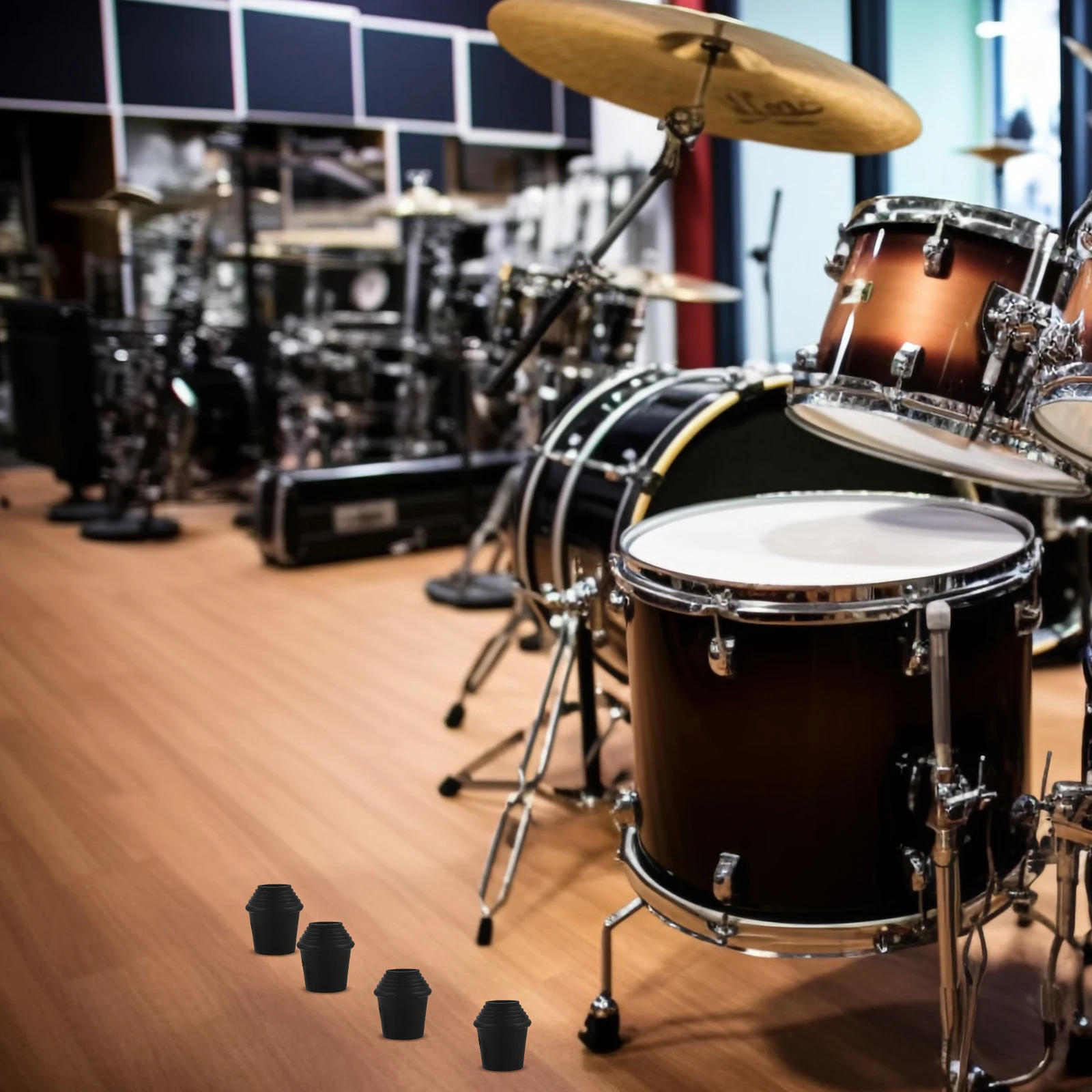 

4 pcs Leg Bracket Mount Threaded Rubber Feet Locking Nuts Universal Bass Stand Base Durable Plastic Floor Hardware Support For