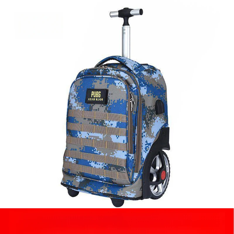 New camo big wheel backpack pull rod case Travel case waterproof usb smart charging luggage luxury bag