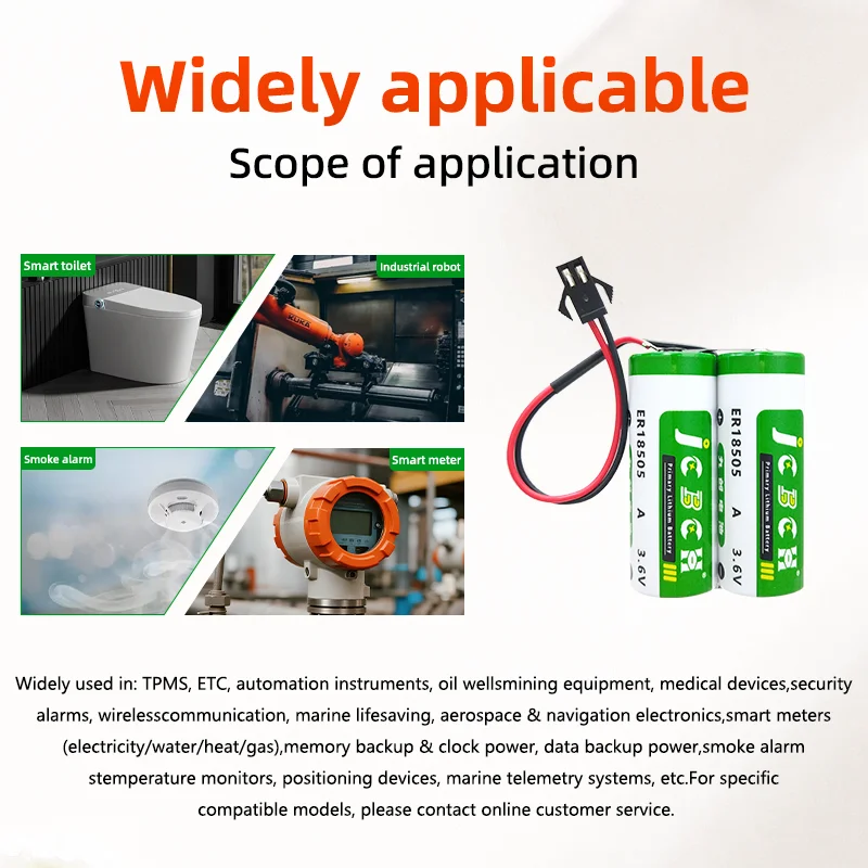 ER18505-2 Li-SOCl2 Batteries 3.6V Intelligent Water Meter Smoke Alarm Electrostatic Discharge Robot Driver PLC Server