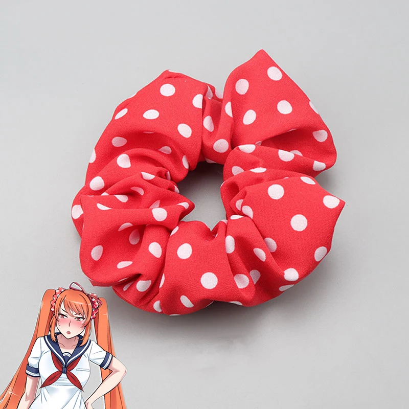 

Anime Osana Cosplay Girl's Red Headband Round Dots Hairband Hair Rope Summer Ponytail Headbands Womens Accessory Prop Halloween