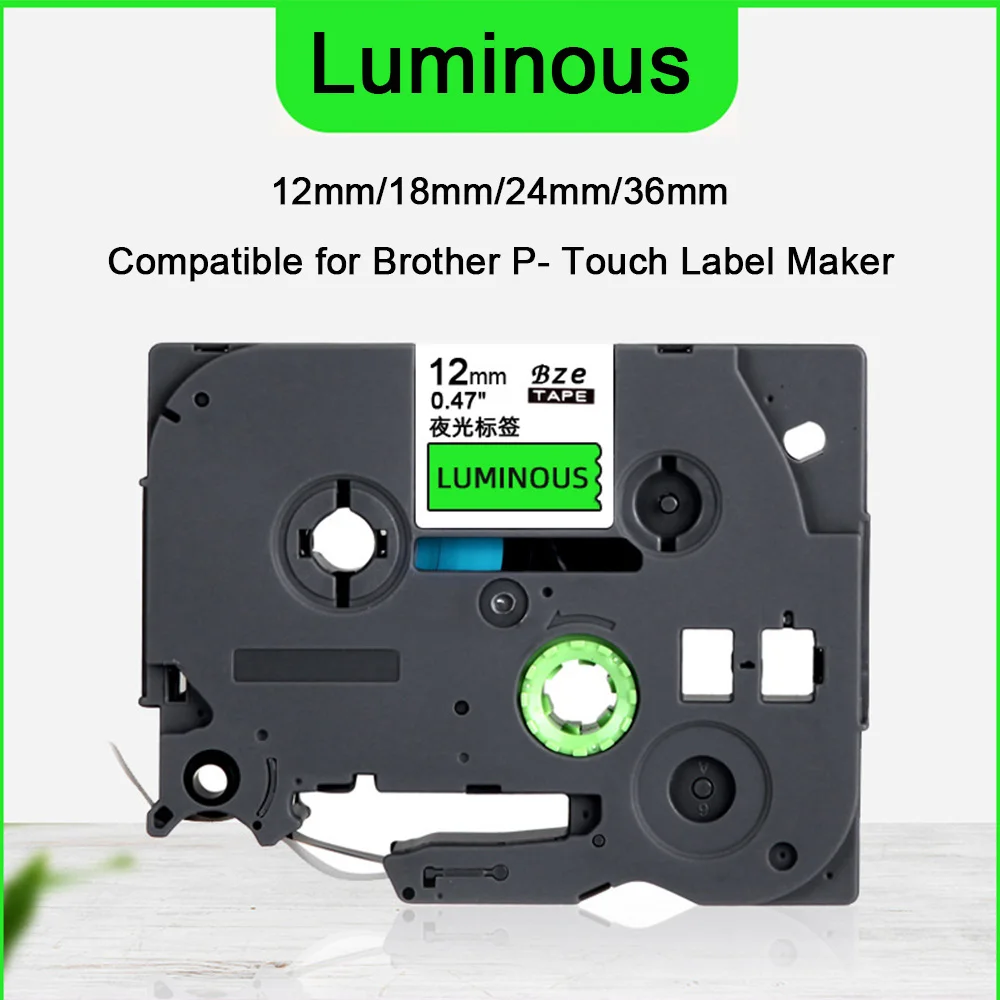 1pcs Luminous Label Tape 12mm/18mm/24mm/36mm Compatible for Brother P- Touch Label Maker 231 241 251 631 641