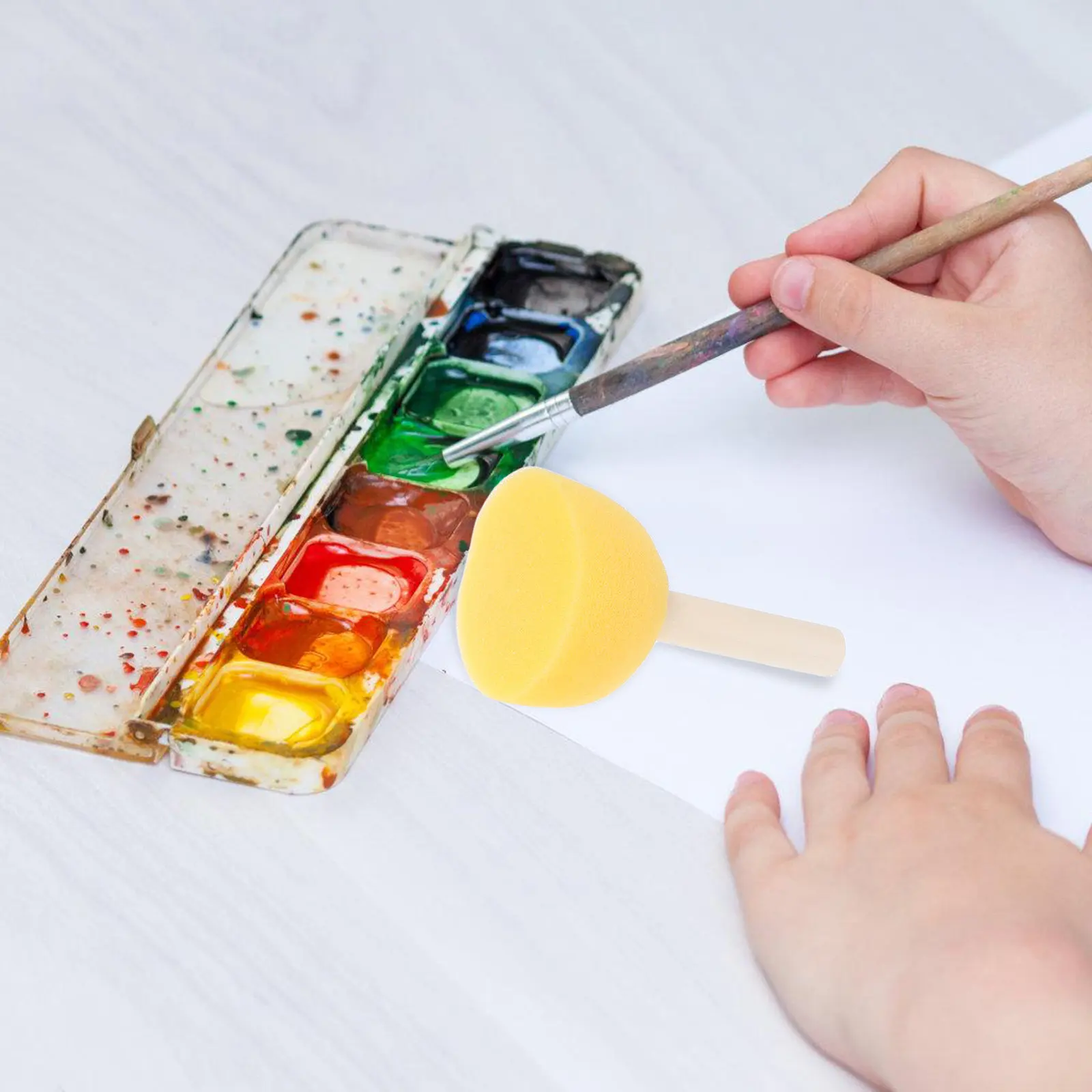 30 pcs Sponge Painting Art Halloween Christmas New Year Foam Paint Brush Craft Paint Sponges Easy Grip Handle Round