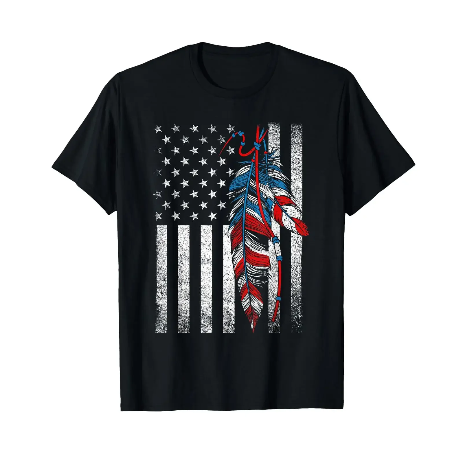 American Flag Native Feather Pride Month Indigenous T Shirt vintage Washed Slightly designer clothes Comfortable Breathable