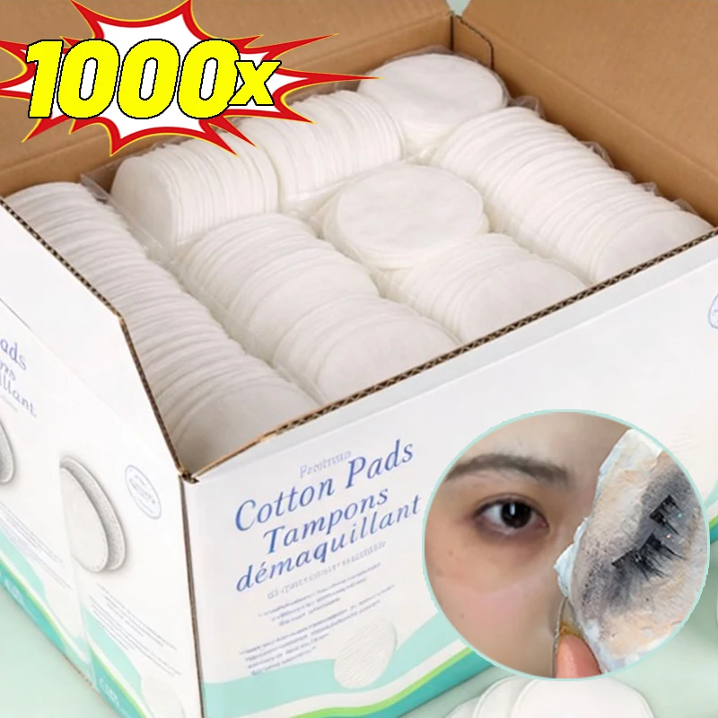 100/1000pcs Disposable Professional Round Cotton Pads Soft Breathable Non-Irritating Makeup Remover Pads for Daily Face Cleaning