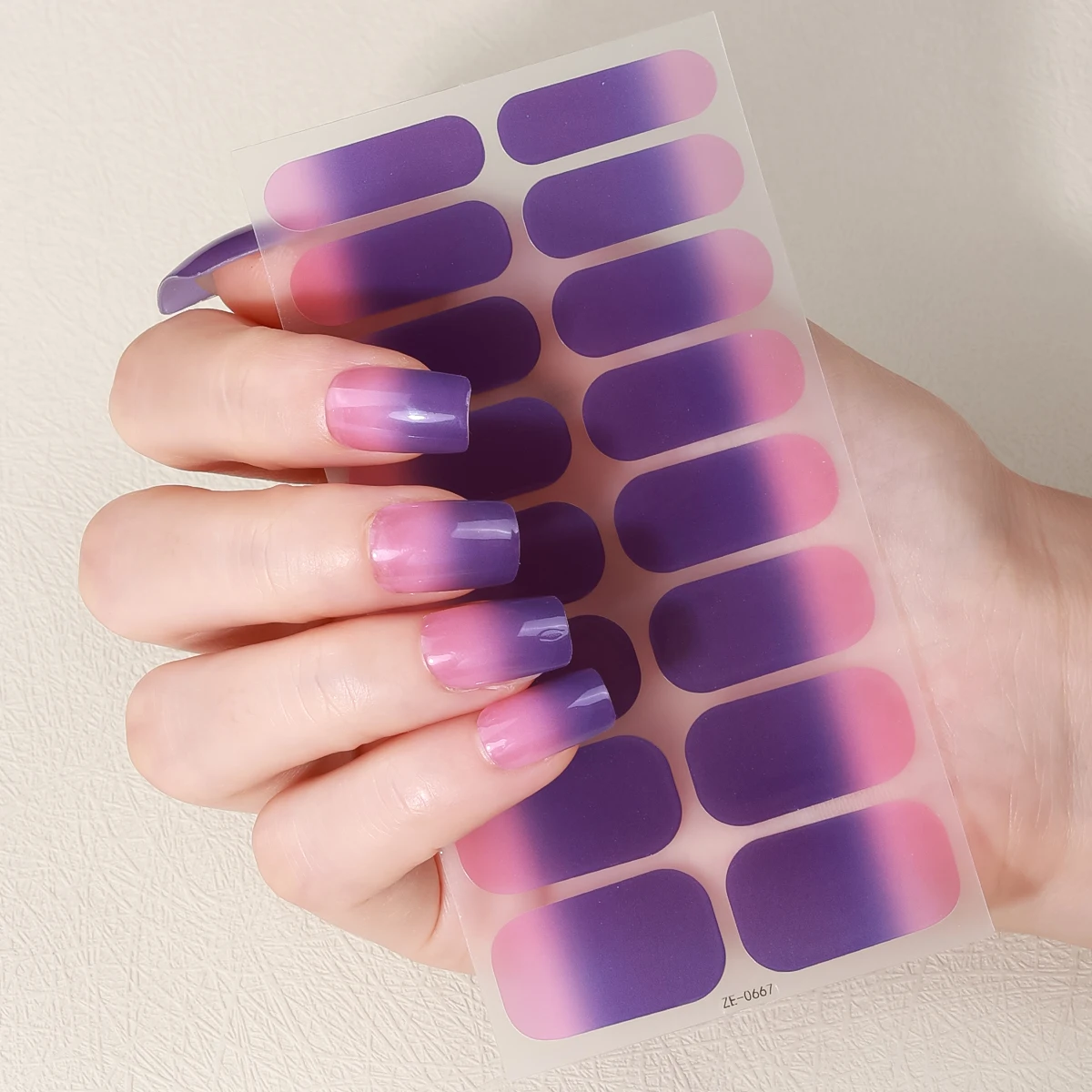16팁 풀커버 그라데이션 네일 스티커 롱래스팅 퓨어 컬러 네일 폴리쉬 스트립 셀프 접착 네일 랩 DIY 매니큐어 데코