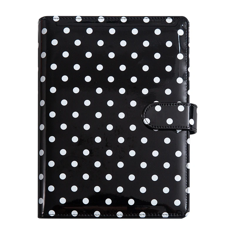 

New A5 PU Leather Binder Cover with Magnetic Buckle Closure, 6 Ring Personal Notebook for Organizing Planner, Photo Card Sleeves
