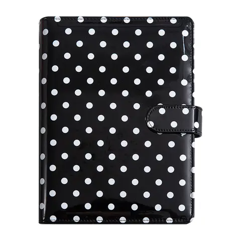New A5 PU Leather Binder Cover with Magnetic Buckle Closure, 6 Ring Personal Notebook for Organizing Planner, Photo Card Sleeves