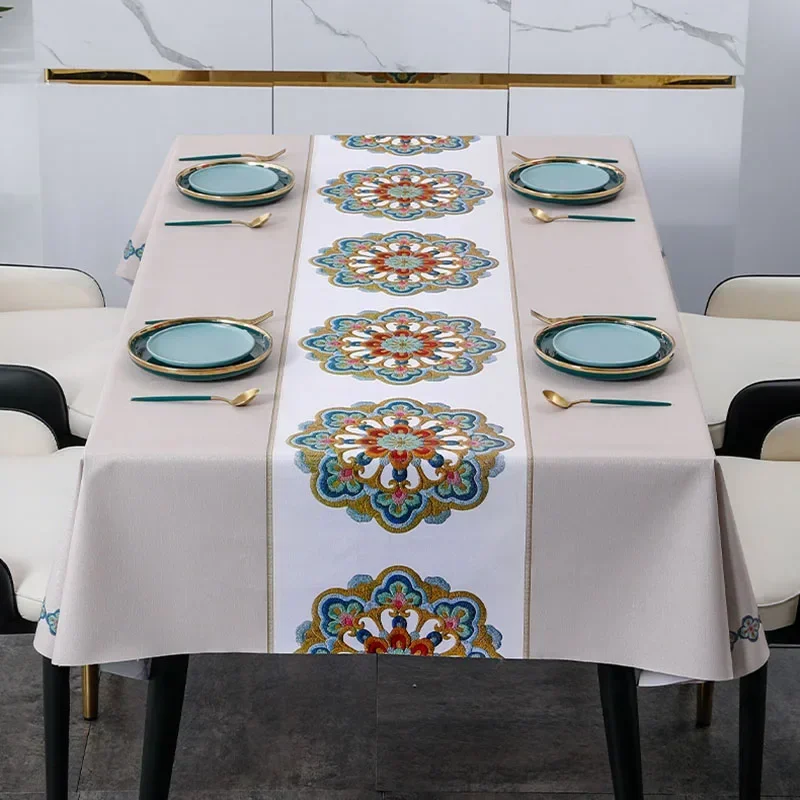 Nordic Contrast Splicing Pvc Tablecloth Waterproof Reusable Table Cover for Home Rectangular Dustproof Dining Table Decoration