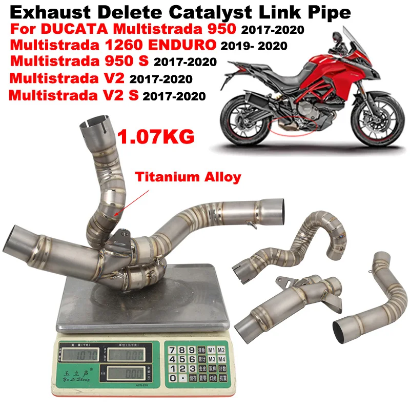 Slip On Motorcycle Exhaust Modifide Titanium Alloy Midddle Link Pipe For DUCATA Multistrada 950 V2 S 2017 - 2020 1260 ENDURO