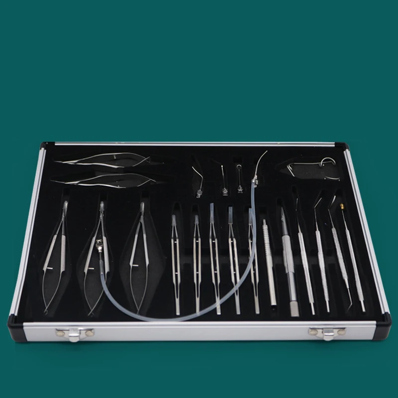 Ophthalmologische mikrochirurgische Instrumente Nadelhalter Hornhautschere 21-teiliges Set