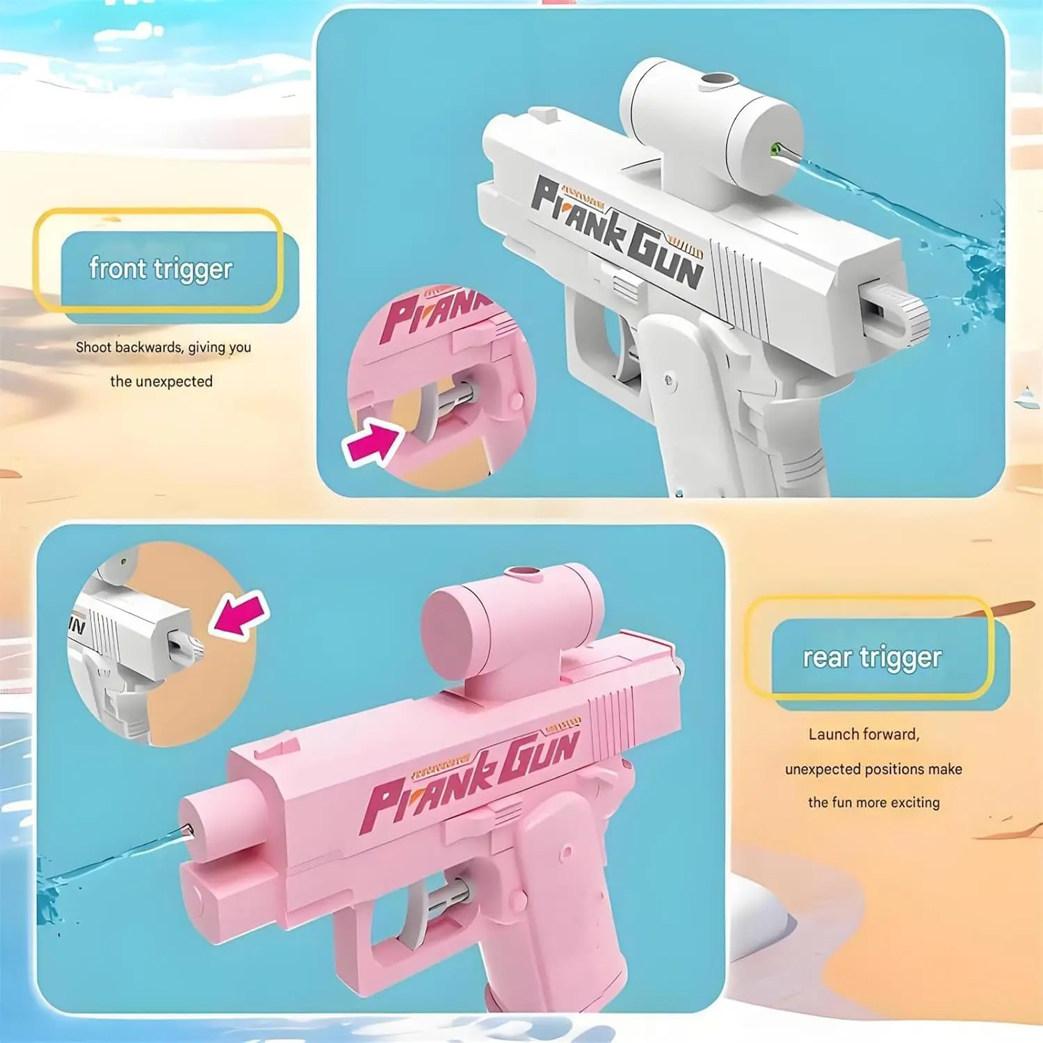 Pistola pulverizadora de agua inversa de doble cara, broma creativa, tácticas de truco de verano, pulverizador de agua doble direccional, Mini pistola de agua divertida