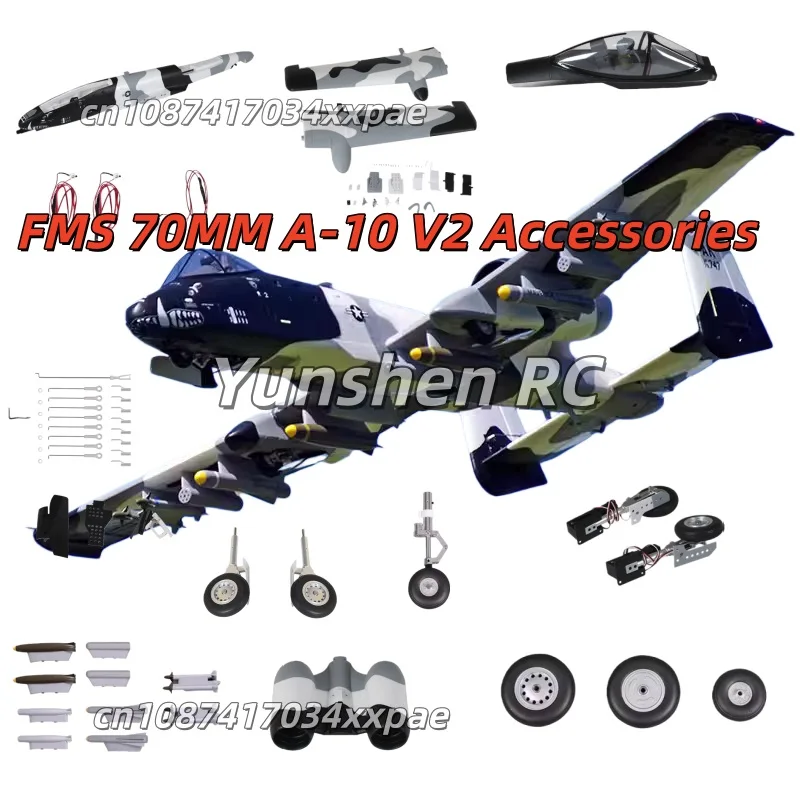 Parti di Ricambio per Aeromodello RC FMS 70MM EDF A-10 V2: Fusoliera, Ala Principale, Coda Verticale, Coda Orizzontale, Cabina di Pilotaggio, Carrello di Atterraggio