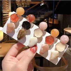 1PCS New Acrylic Geometric Irregular Hair Clip Resin Round Marble Pattern Hair Pins For Women Girl Hair Barrette Accessories