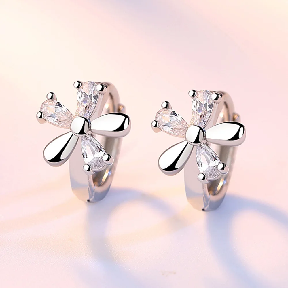 925 Sterling Silber Blumen-Zirkon-Ohrringe für Frauen, Hochzeit, Party, modischer Charme, Luxus-Schmuck