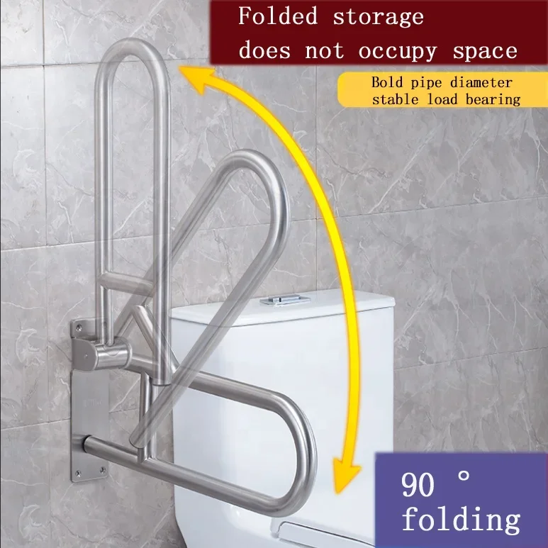 Stainless Steel Folding Grab Bar, Bathroom Safety Rails, Elderly Toilet Handrail, Hotel and Disabled, High Quality