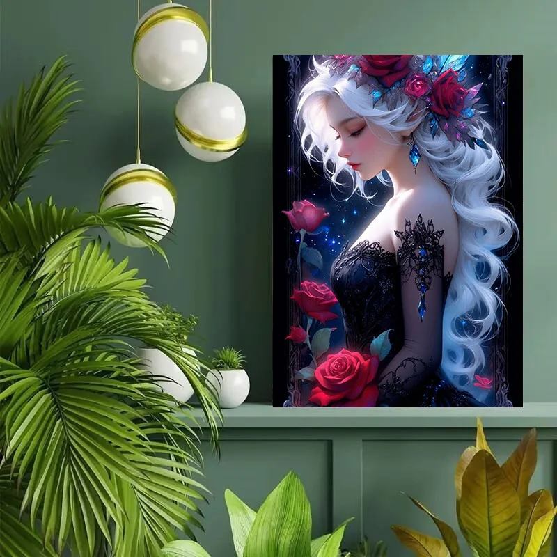 1000 pcs Beautiful Girl Roses Jigsaw Puzzle Home Decor Adults Puzzle Games Family Fun Floor PuzzlesEducational Toys for Kids
