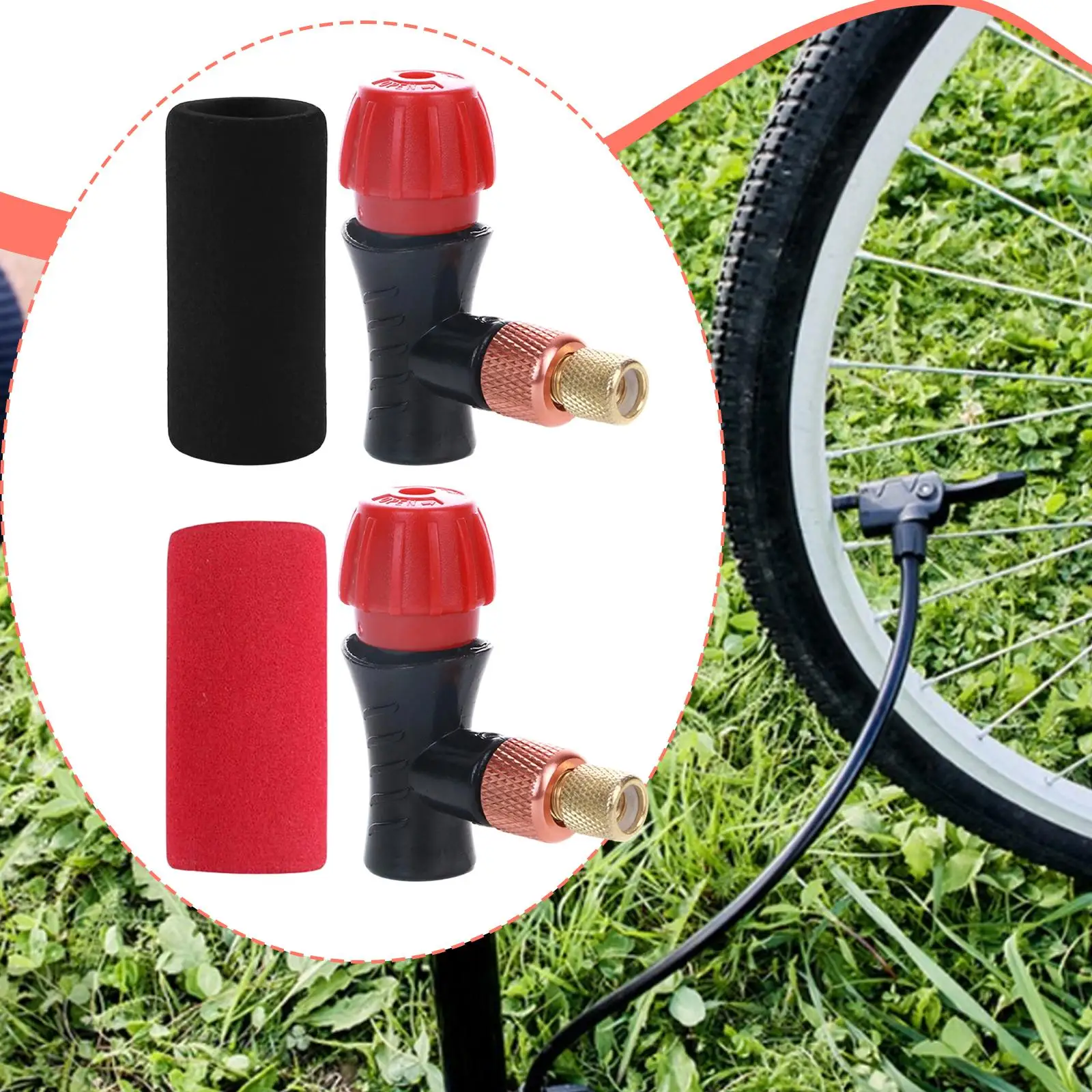 

CO2 Bike Tire Inflator Aluminum Alloy Bike CO2 Cylinder Pump Nozzle Portable Inflator Head for Outdoor Cycling Riding Road Bikes
