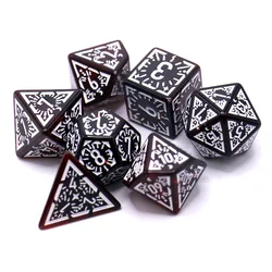 7Pcs Set Translucent Classical Rune Relief Board Game Dice Set TRPG Dice, Polyhedral Table Game Dice for RPG Dice Games