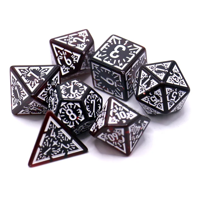 7-częściowy zestaw przezroczystych, klasycznych kości do gry planszowej TRPG Dice, wielościenne kości do gry stołowej do gier RPG Dice