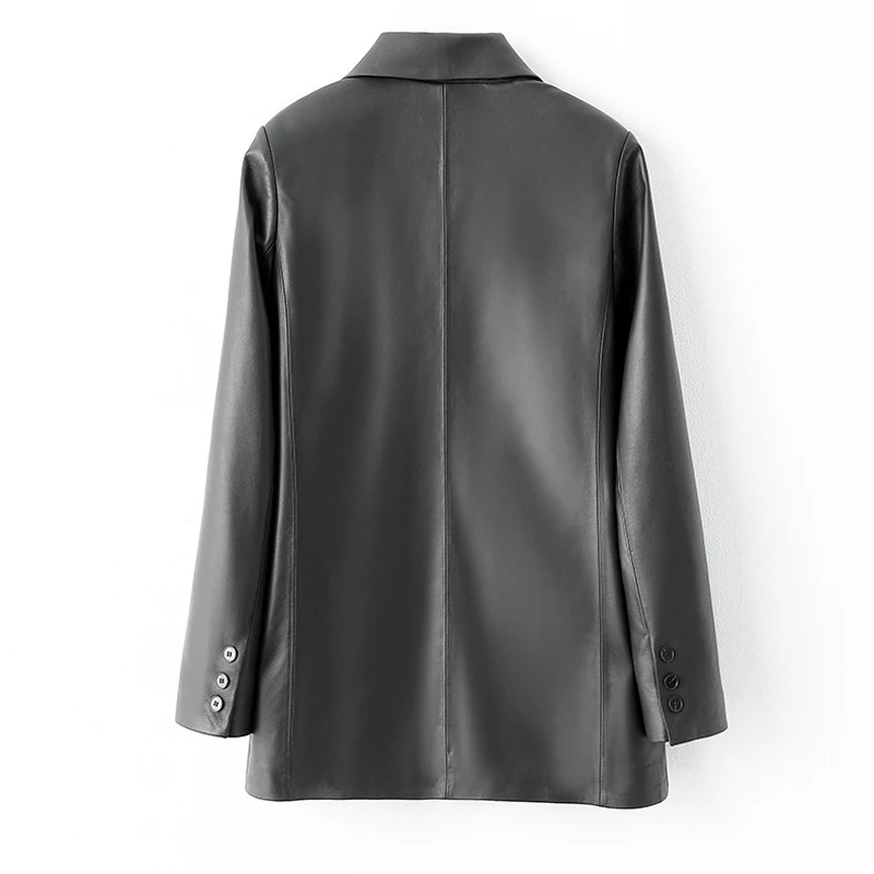 Żakiety damskie ze 100% prawdziwej skóry, kolekcja wiosna 2026, wysoka jakość, eleganckie, dwurzędowe, z pierwszej warstwy skóry owczej.