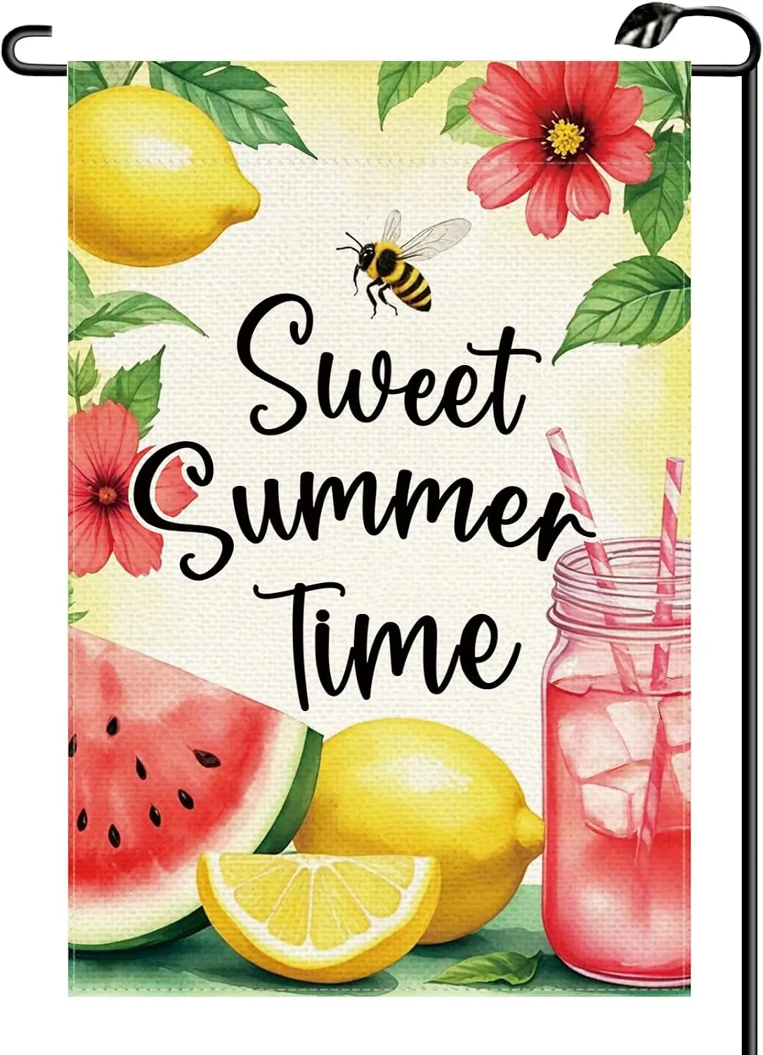 Sweet Summer Time Watermelon Lemon Garden Flag 12x18 Inch Vertical Double Sided Seasonal Small Flags Farmhouse Outside Decor yyi