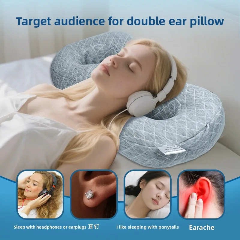 Ear protection and anti pressure ear pillow, no pressure on the ears, side sleeping hollow neck protection, 8-shaped pillow core