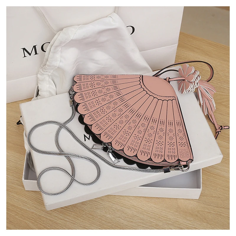 Japan-style Hollow out Fan Shape Bag Niche Design Girls Crossbody Bag Elegance lady Shoulder Bag Beautiful Messenger Bag school