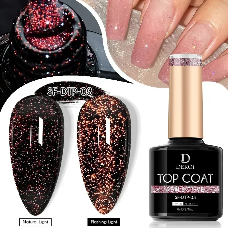 Hot Glitter Flash Top Coat UV Gel No Wipe Top Coat Gel Rubber Base Coat Soak Off Manicure Semi Permanent Clear Nail Gel Polish