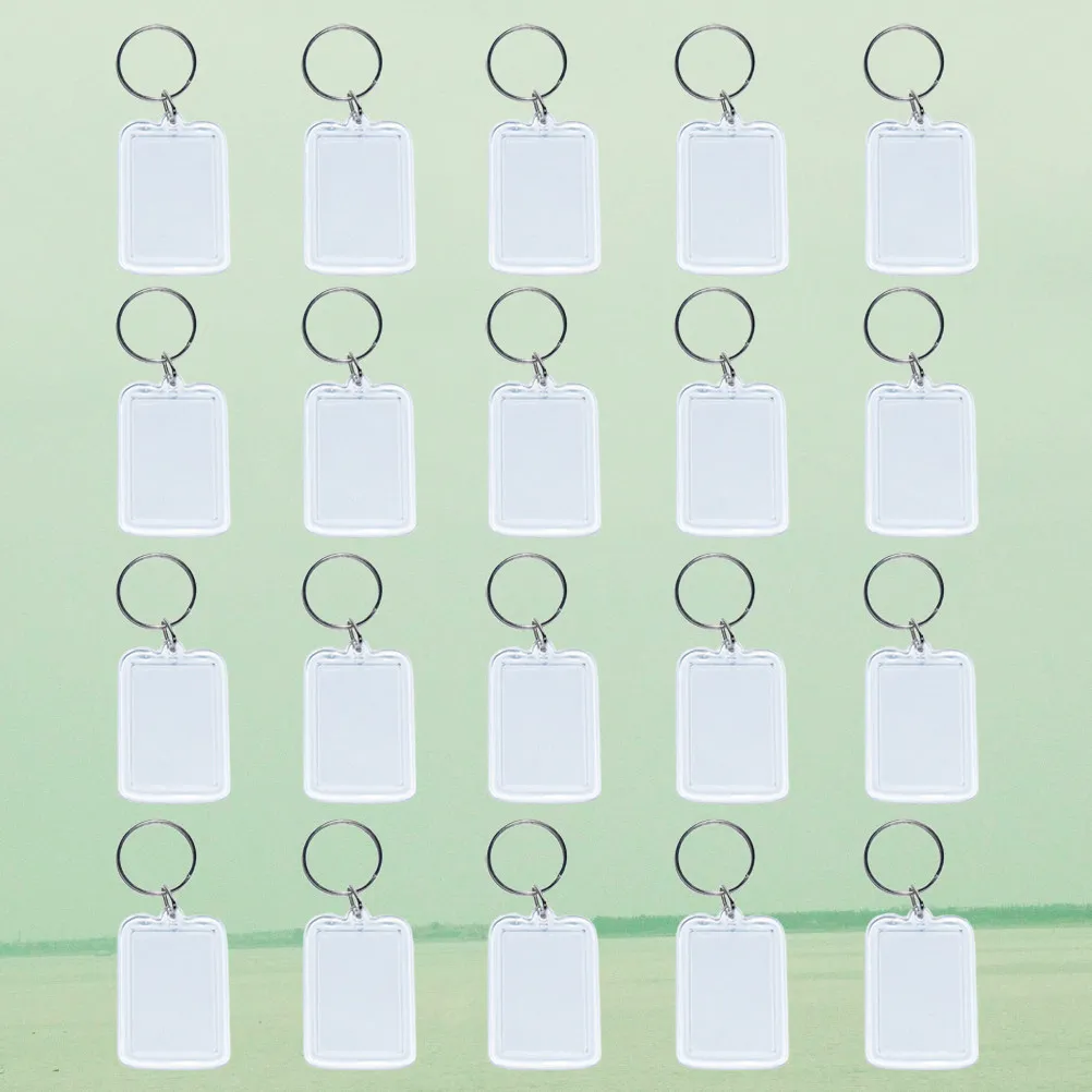 30Pcs Transparent Acrylic Blank Keyrings Photo Frame Insert DIY Personalized Logo Key Chain Pendant Gift for Backpacks