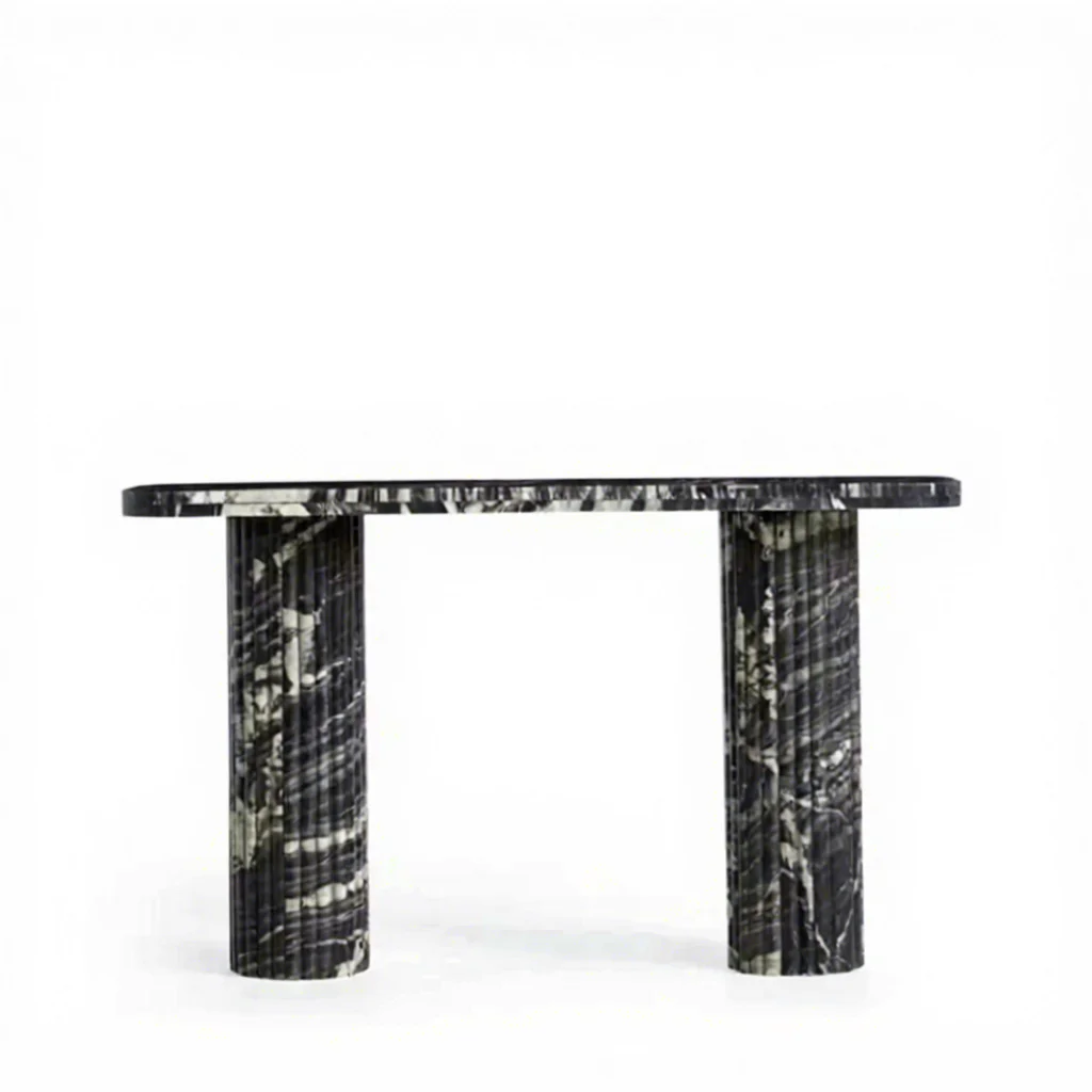 Mesas de Consola Modernas de Lujo, Muebles de Piedra, Mesa de Entrada de Mármol Negro, Mesa de Consola Italiana Moderna de Mármol Negro