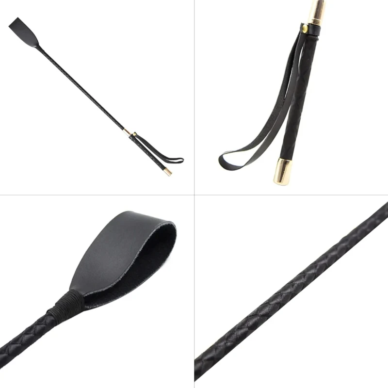 45/54cm Riding Equestrian Whip Training PU Leather Lash Anti-slip Portable Learning for Outdoor Racing Performance Beginner