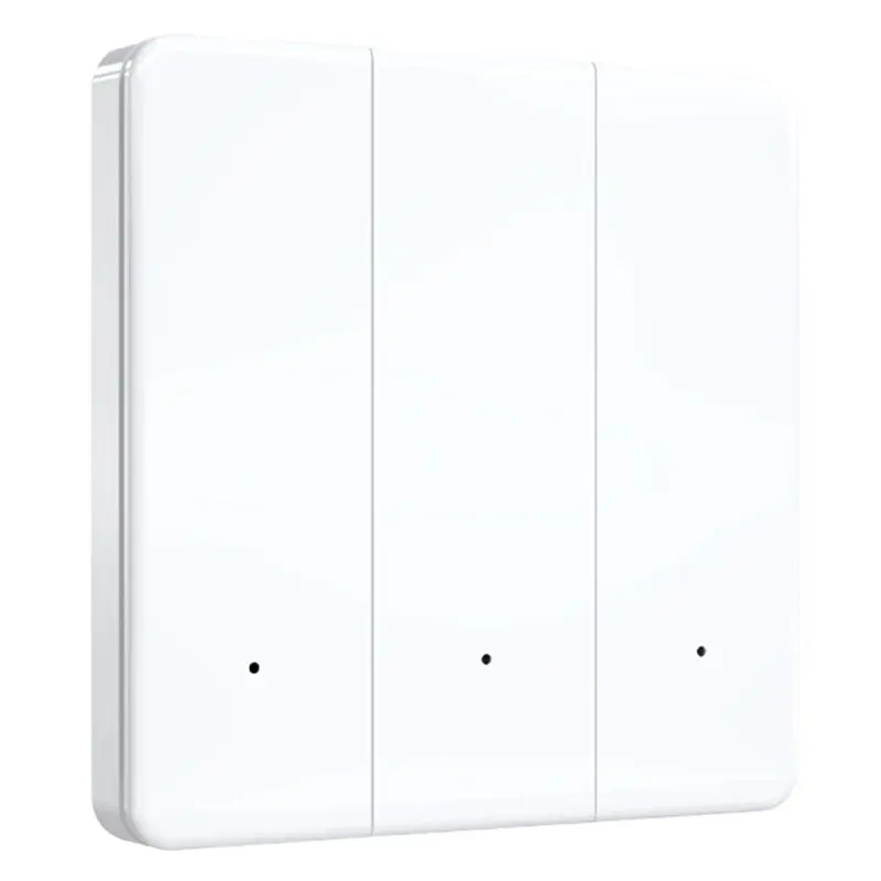 3CGRO-EU Tuya Wifi Smart Button Wall Switch, Alexa Voice App Remote Smart Home Light Switch Three-Way Single Control White EU Pl