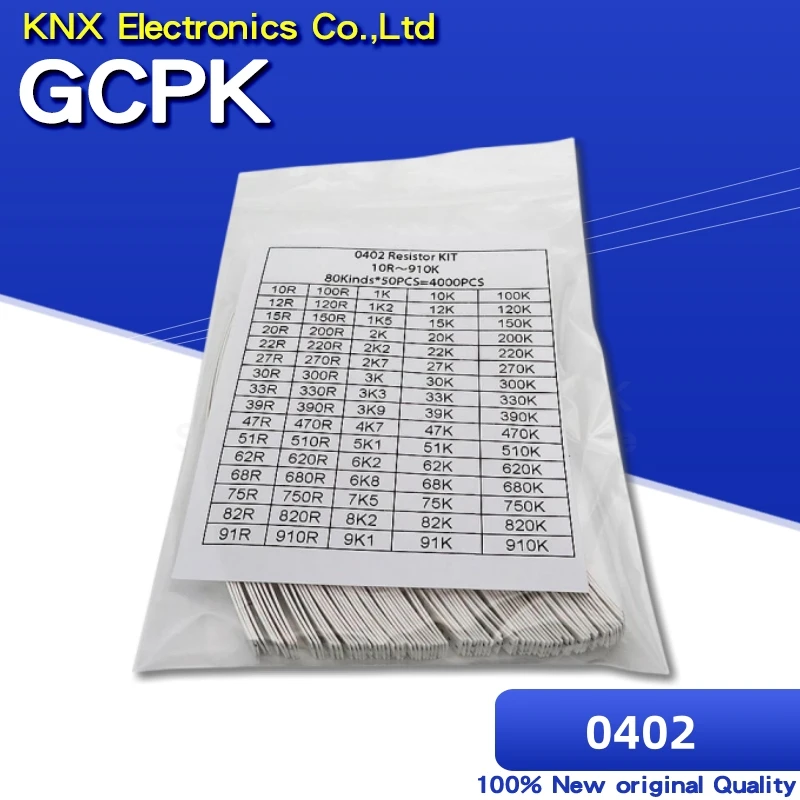 4000pcs 0402 SMD Resistor Kit Assorted Kit 10ohm-910K ohm 5% 80valuesX 50pcs=4000pcs Sample Kit