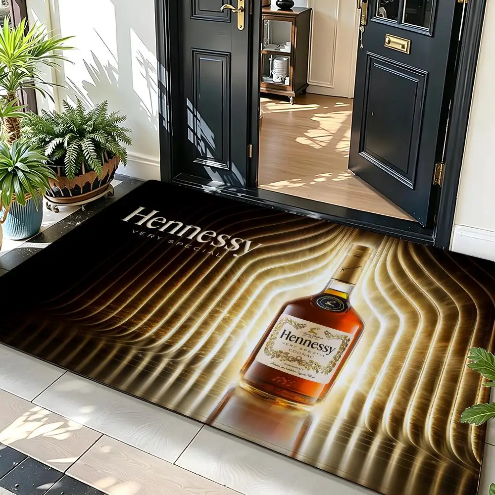Liquor H-Hennessy Floor Mat Soft Flannel Entrance Door Mat Non Slip Absorbent Bathroom Bedroom Floor Rug