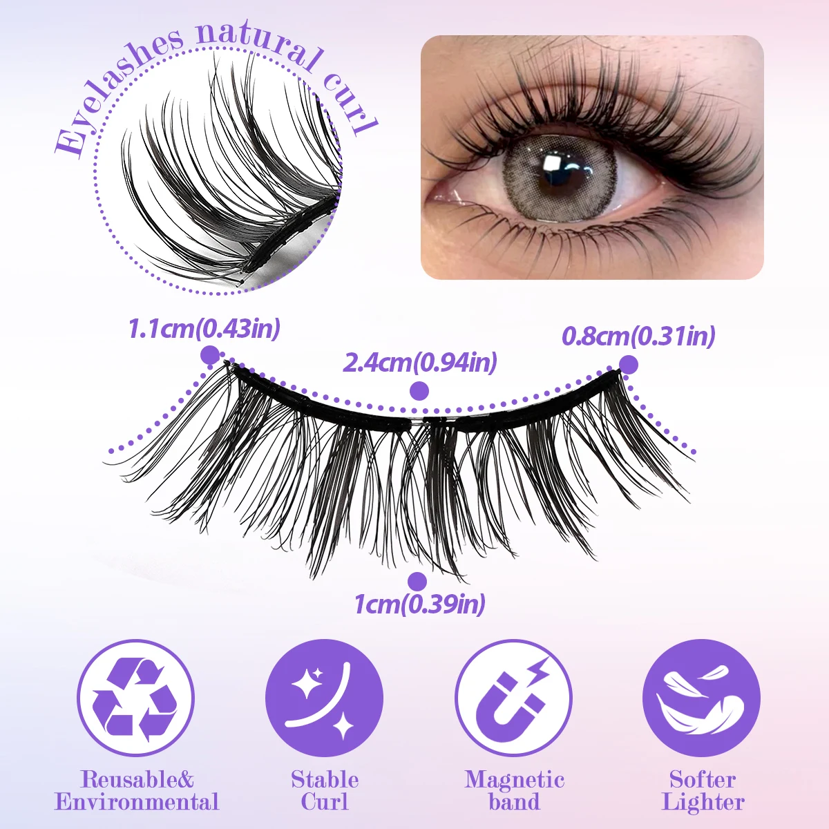MAGEFY Pestañas magnéticas suaves con aplicador Pestañas de ojos de gato naturales reutilizables sin pegamento Extensión de 6-11 mm Fácil de usar y quitar
