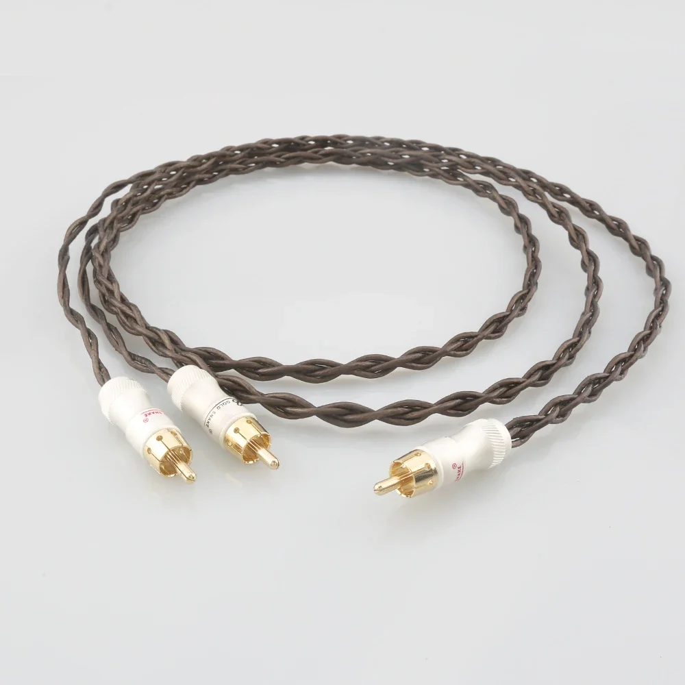 Audiophile Silver 1 RCA to 2 RCA Jack Audio Signal Line for Computer And Audio Connection Cable