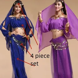 Trajes de danza del vientre orientales para mujer, trajes de danza del vientre, práctica de baile, diseño Sexy, 4 unids/set, 2023