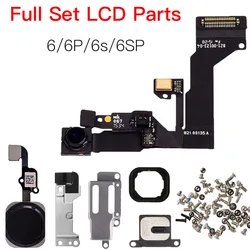 Full Set LCD Parts For iPhone 6 6P 6s Plus Front Camera Home Button Flex Cable Earpiece With Bracket Full Set Screws