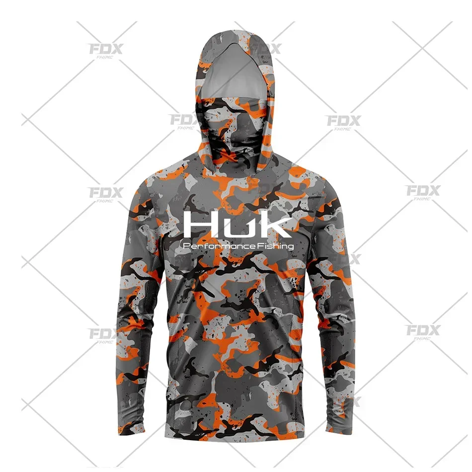 HUK Fishing UPF50+ Gear Angling Clothing Gear Camouflage Outdoor Long Sleeve Mesh UPF F-shirt RightTrack Angling Clothing