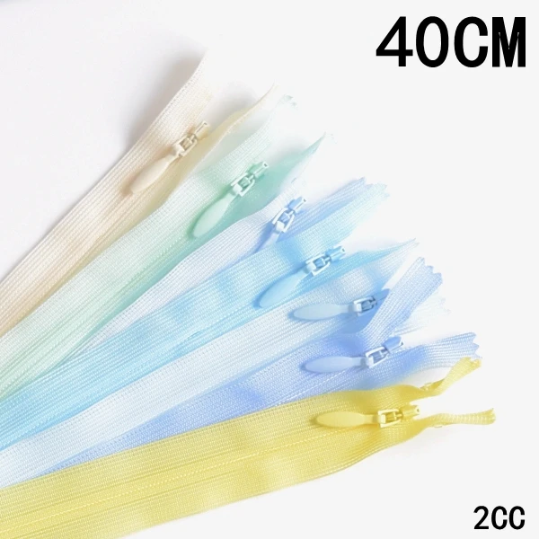 

YKK2 Silk Edge Invisible Zipper with Lock, Beige Sky Blue, Skirt Closed Tail Zipper 40cm 2pieces