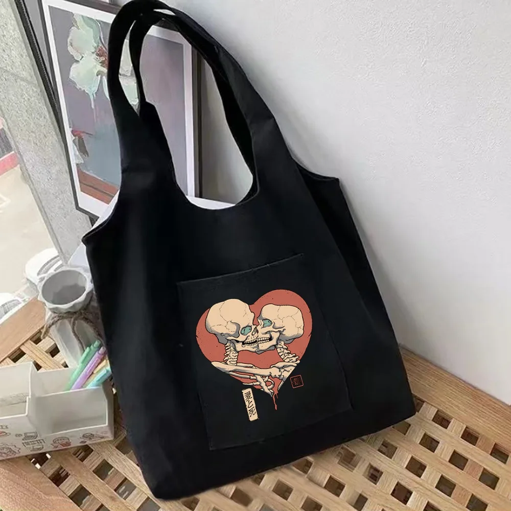 Saco de compras de moda feminina lona commuter compras colete sacos de algodão bolsas reutilizáveis mercearia eco tote