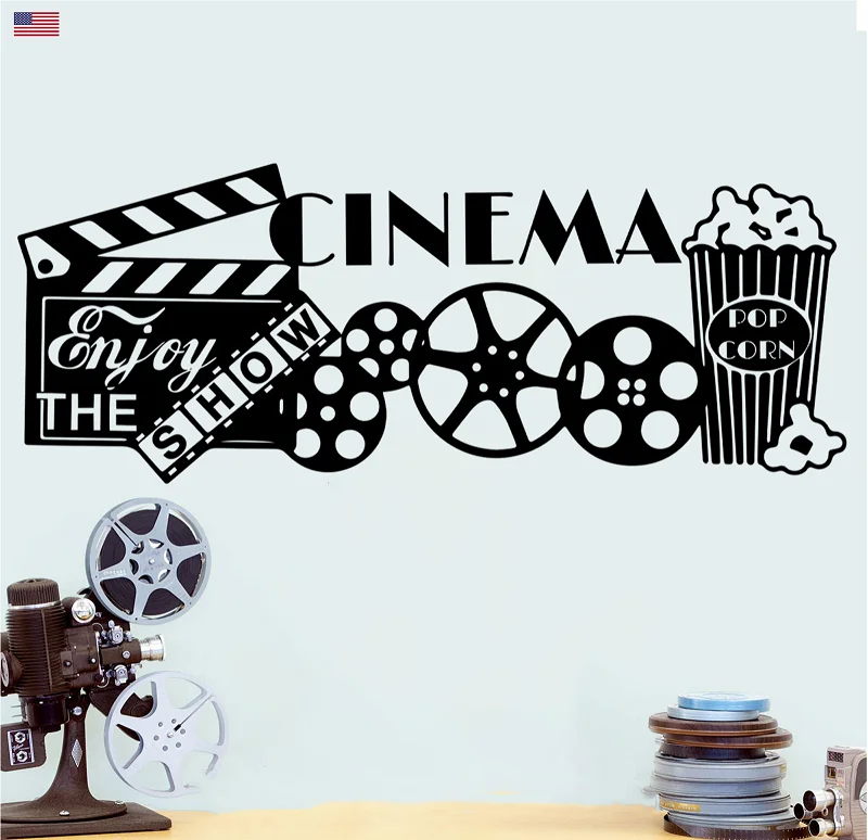 Cinema Decoration Wall Stickers Home Theater Theater Popcorn Lounge Home Living Room Wall Decoration Vinyl Decal Gifts