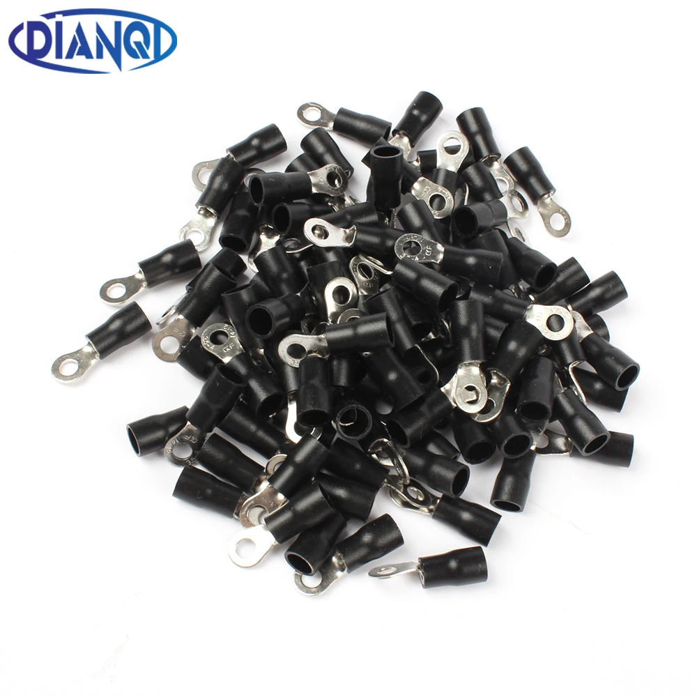 RV3.5-4 Black Ring insulated terminal 100PCS/Pack suit 2.5-4mm2 cable Crimp Terminal Cable Wire Connector RV3-4 14-12AWG RV