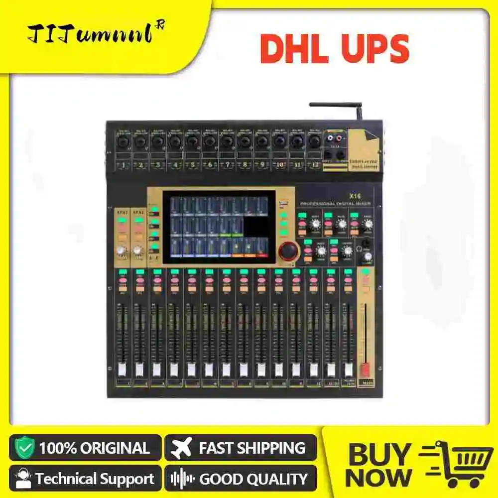 X16 Channels Audio Sound Mixer TITumnnl MG16 Mixing DJ Console USB with 48V Phantom Power 256 DSP Effects Sound Table for stage